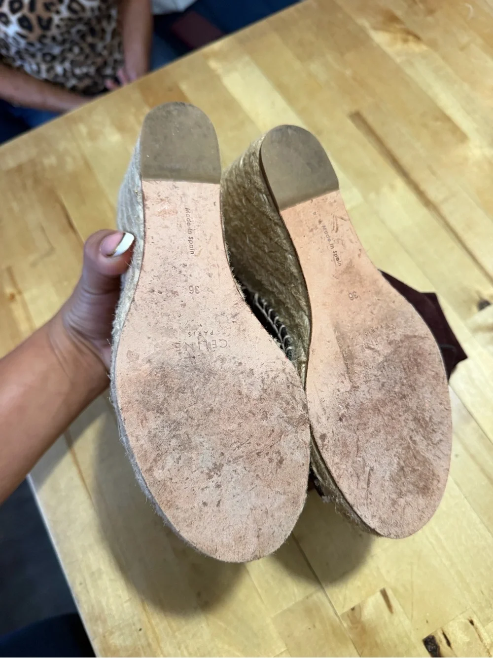 Celine Burgundy Suede Espadrille Wedge Sandals